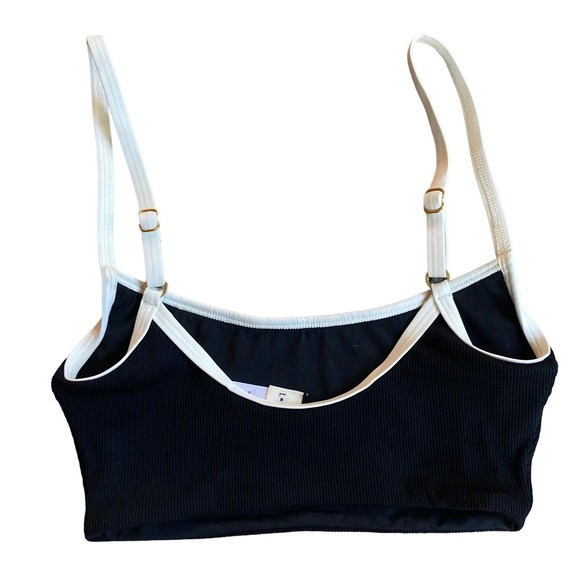 L*Space Bikini Top Black White Ribbed Women's Size Extra Small NWOT - Picture 2 of 5